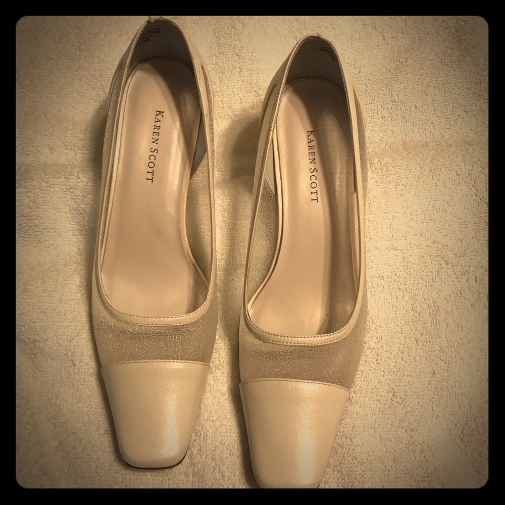 Karen Scott mesh white heels